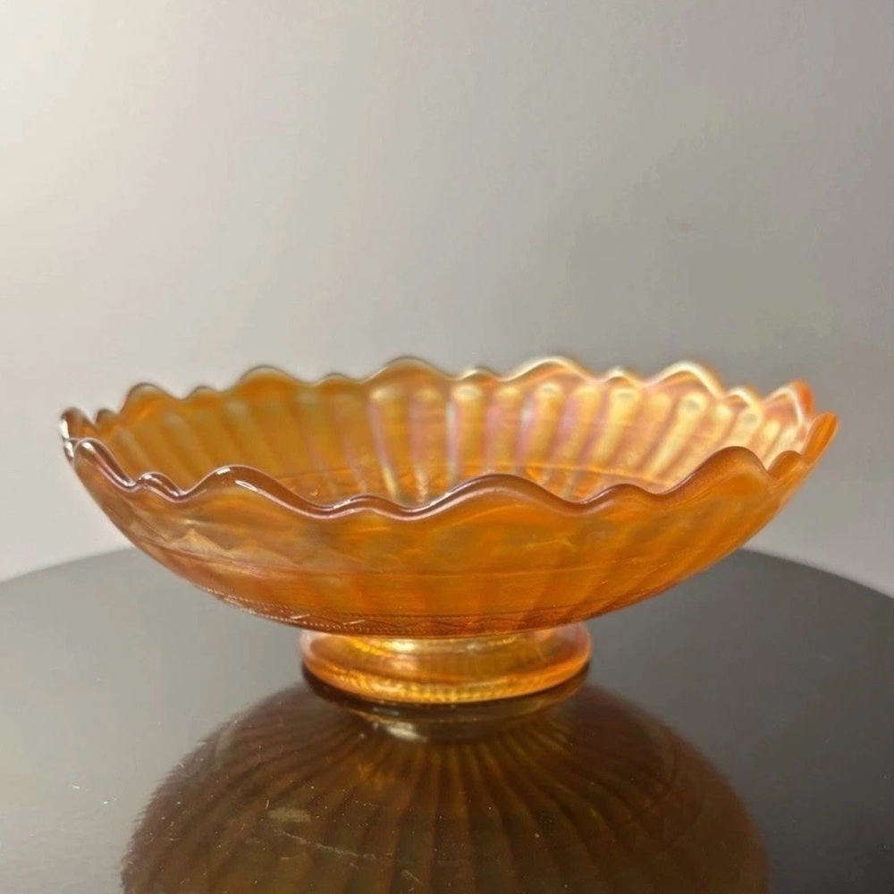 Antique Fenton Carnival Glass Stippled Rays Scale Band Marigold Bowl 6” Diameter
